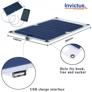 04 08 0010 INVICTUS SRUSB 5 solar charger with USB 5W